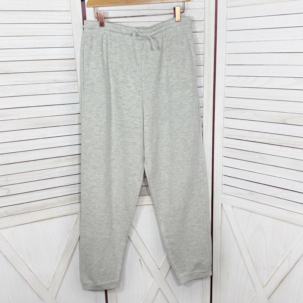 Polo Ralph Lauren Vintage Ribbed Knit Drawstring Waist Jogger Pants Grey Small